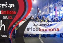 Протест „Један од пет милиона” 25. јануара у Зајечару Други протестни скуп „1 од 5 милиона” у Зајечару