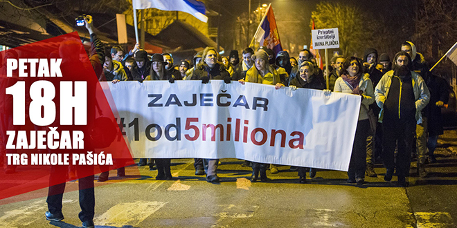 Четврти протестни скуп „1 од 5 милиона” у Зајечару Четврти протестни скуп „1 од 5 милиона” у Зајечару