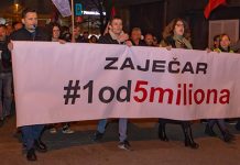 12. протестна шетња „1 од 5 милиона” 5. априла у Зајечару Једанаести протестни скуп „1 од 5 милиона” у Зајечару