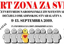 Четврти Међународни инклузивни фестивал дечијег и омладинског стваралаштва „Арт зона за све” од 9. до 13. септембра у Зајечару 4. Међународни инклузивни фестивал дечијег и омладинског стваралаштва „Арт зона за све”