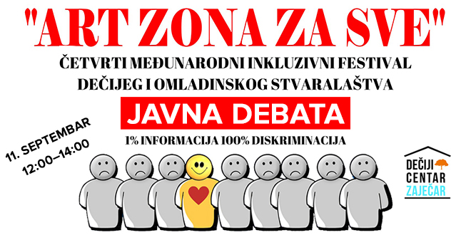 4. Међународни инклузивни фестивал дечијег и омладинског стваралаштва „Арт зона за све” — Јавна дебата 4. Међународни инклузивни фестивал дечијег и омладинског стваралаштва „Арт зона за све” — Јавна дебата