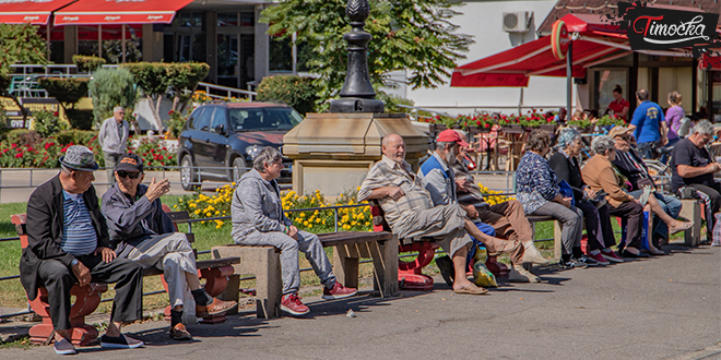 Људи седе на клупама — Зајечар — Центар