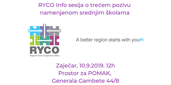 RYCO Инфо сесија — Позив намењен средњим школама — Простор за ПОМАК RYCO Инфо сесија — Позив намењен средњим школама — Простор за ПОМАК