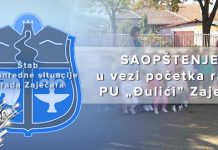 ШВС града Зајечара: Саопштење у вези почетка рада ПУ „Ђулићи” Штаб за ванредне ситуације града Зајечара: Саопштење у вези почетка рада ПУ „Ђулићи”
