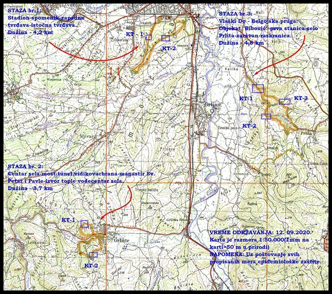 Дан пешачења и шетња за Краљевицу у Зајечару: Мапа шетње