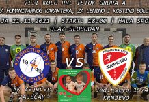 „За Ленино и Костино боље сутра”: Рукометна дерби утакмица хуманитарног карактера у Зајечару Утакмица хуманитарног карактера РК „Зајечар 1949” : РК „Јединство 1974”