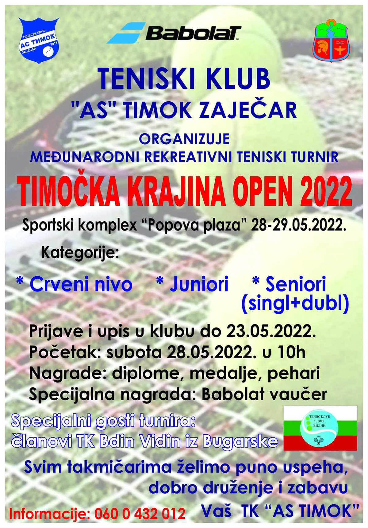 Teniski turnir „Timočka Krajina Open 2022” u Zaječaru