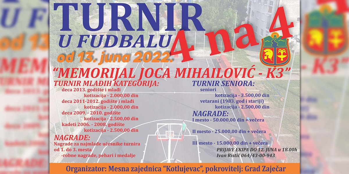 Турнир у малом фудбалу &bdquo;Меморијал Јоца Михаиловић &ndash; К3&rdquo;