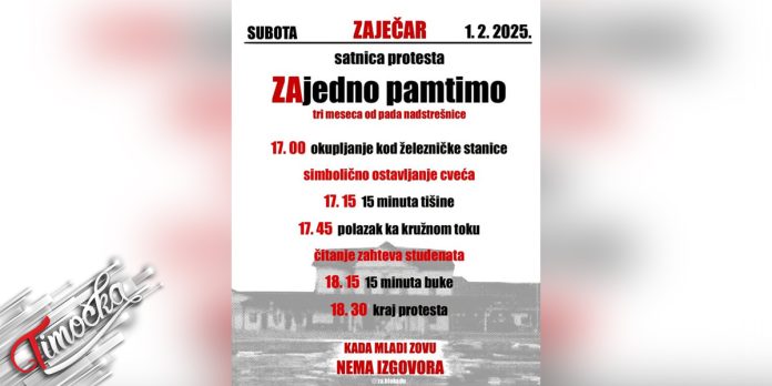 Protest ZAjedno pamtimo 1 februara u Zajecaru