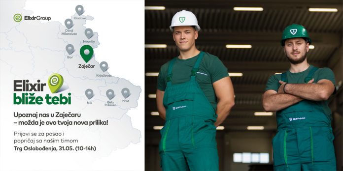 Elixir Group-а организује сајам запошљавања „Elixir bliže tebi” у Зајечару Elixir Group-а организује сајам запошљавања „Elixir bliže tebi” у Зајечару