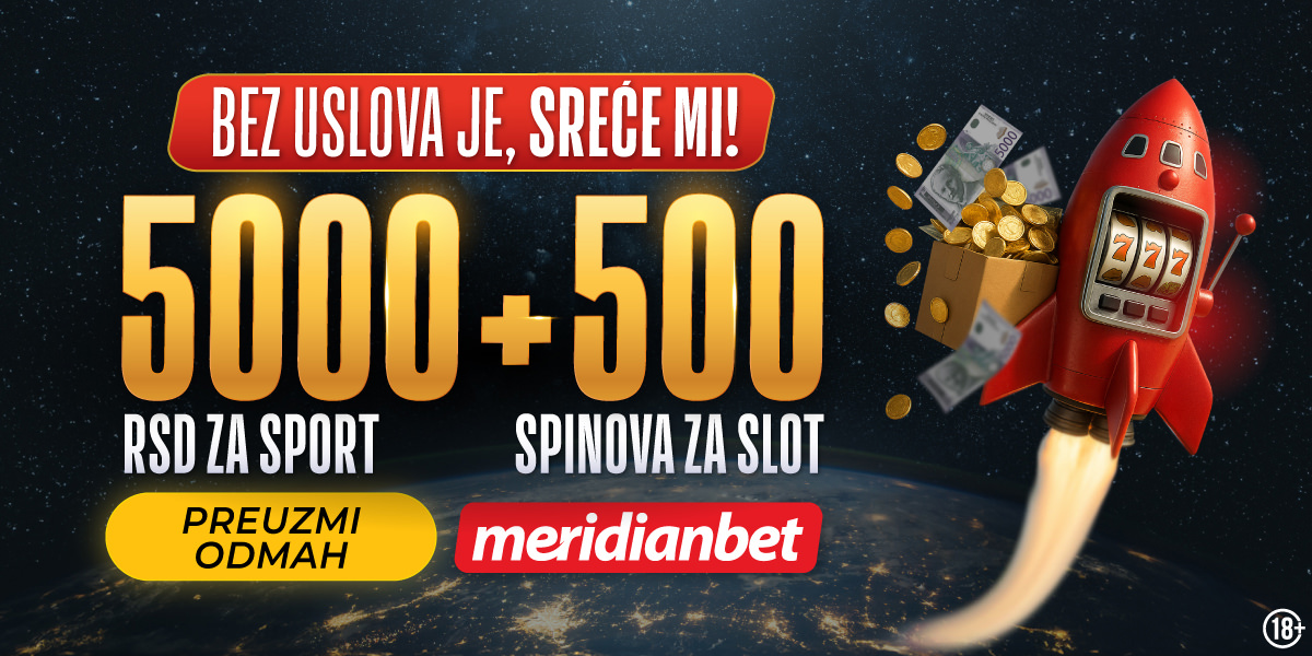 500 спинова + 5.000 динара за почетак авантуре – то може само Меридиан!