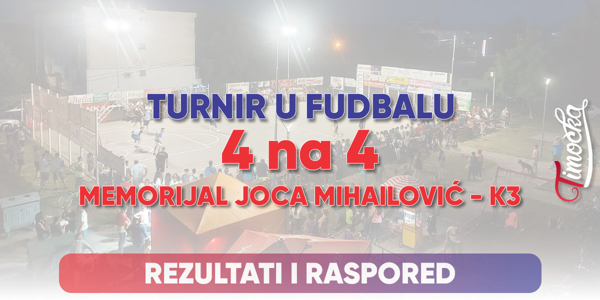 Турнир у фудбалу 4 на 4 „Меморијал Јоца Михаиловић – К3”: Резултати и распоред Турнир у фудбалу 4 на 4 „Меморијал Јоца Михаиловић – К3”: Резултати и распоред