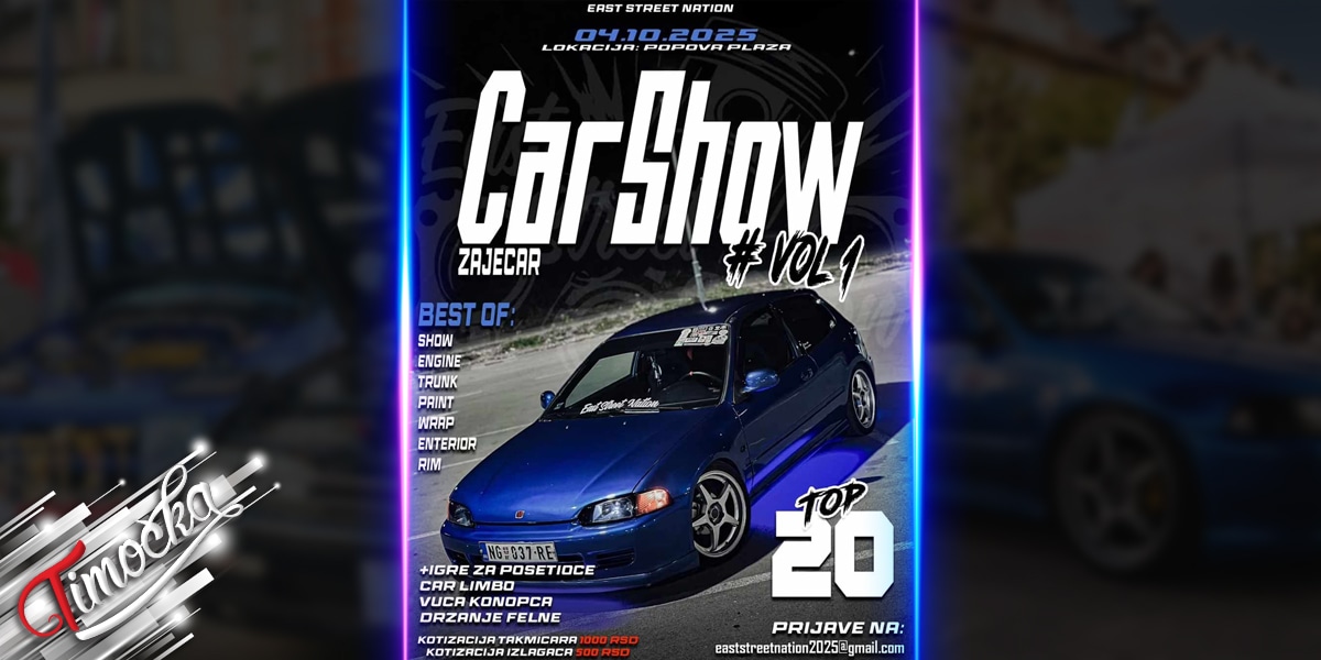 Први „East Street Nation Car Show – Zaječar Vol. 1” на Поповој плажи 4. октобра Први „East Street Nation Car Show – Zaječar Vol. 1” на Поповој плажи 4. октобра