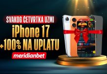 МЕРИДИАН ПОКЛАЊА! Сваког четвртка УЗМИ iPhone 17 и 100% ВИШЕ БОНУСА МЕРИДИАН ПОКЛАЊА! Сваког четвртка УЗМИ iPhone 17 и 100% ВИШЕ БОНУСА