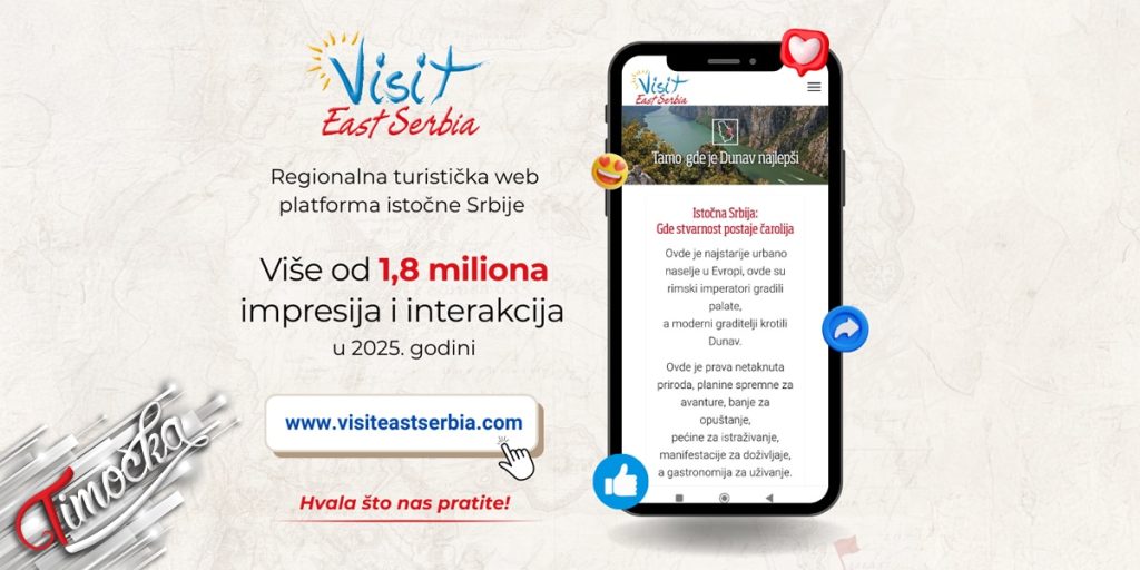 Више од 1,8 милиона импресија и интеракција платформе „Visit East Serbia” у 2025. години