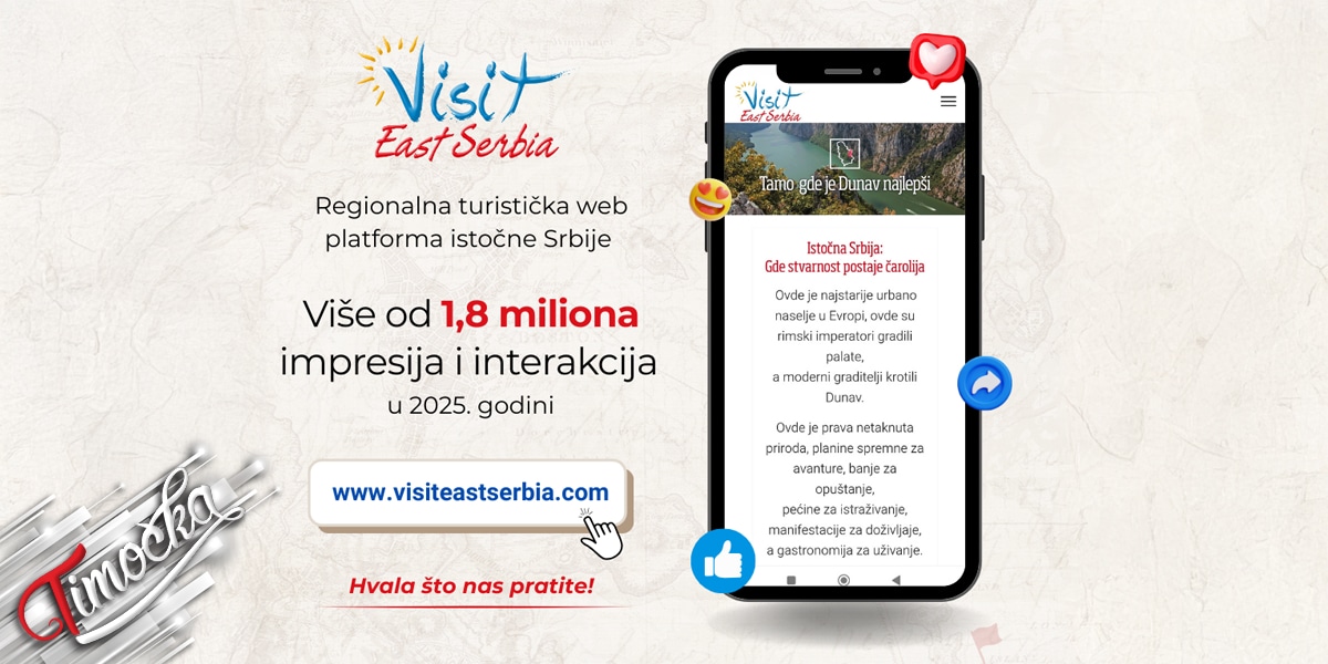 Више од 1,8 милиона импресија и интеракција платформе „Visit East Serbia” у 2025. години